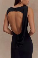 Elegante Vestido Largo de Verano Mozision sin Espalda Sexy Escote en Redondo, Alto hasta la Coxa, Estilo Bodycon - details 15