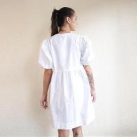 Vestido holgado de algodón con mangas abullonadas para mujer, ropa elegante de manga corta con cuello redondo, suave, verano - details 18