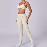 Conjunto de yoga Ustado de 2 piezas, conjunto de gimnasia para mujer, sujetador realzado de lana negra, pantalón corto de entrenamiento, body de cintura alta, Tre de Fiess, - details 22