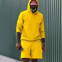 Conjunto de sudadera y pantalón corto de color sólido para hombre, informal y a la moda - details 9