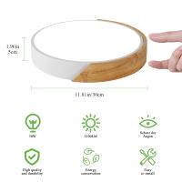 Plafón LED Redondo para Techo, 30W, GOECO, Madera y PVC, Iluminación Interior Moderna para Sala de estar, Dormitorio, Comedor - details 1