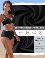Conjunto Bikini Mujer 2 Piezas Push Up - Top Cuello V y Pantalón Cintura Alta |   Traje de baño sólido para deportes acuáticos y playa |   Tallas S-XL - details 3