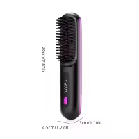 Cepillo alisador de pelo eléctrico USB de cerámica con calor, inalámbrico, portátil, herramienta de peinado de iones negativos, cepillo alisador de pelo recargable - details 5
