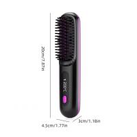 Cepillo alisador de pelo eléctrico USB de cerámica con calor, inalámbrico, portátil, herramienta de peinado de iones negativos, cepillo alisador de pelo recargable - details 5