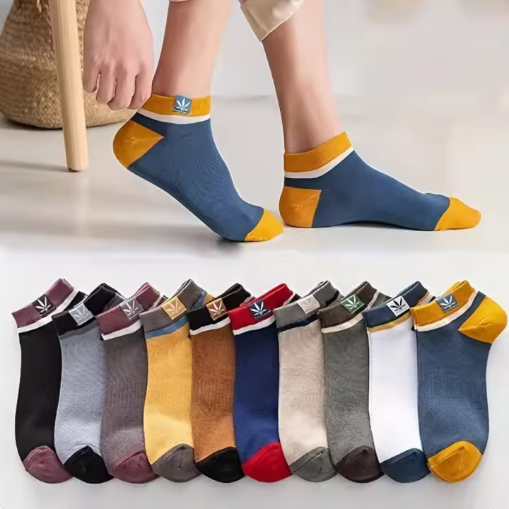 10 Pares de Calcetines Cortos para Hombre y Mujer - Calcetines Deportivos Transpirables, Cómodos, que Absorben la Humedad para Correr, Ciclismo y Uso Casual - Varios Colores, Calcetines Deportivos |   calcetines coloridos |   Textura de Punto, Resistente - 1
