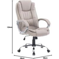 Silla sillón de Oficina Estudio Alta Gama tapizado en Piel sintética, Color Beige taupé. - details 1