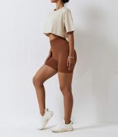Shorts de Cintura Alta para Mujer en Verano Color Caramelo Ideal para Entrenamiento en Gimnasio y Yoga - details 12