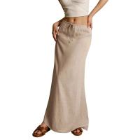 Vacaciones Verano Maxi Cordón Cintura baja A e Faldas casuales Falda larga ajustada Playa Ropa de mujer - details 6