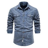 Camisas vaqueras para hombre, camisas desgastadas lavadas de calidad, talla europea, otoño e invierno, 2024 - details 4