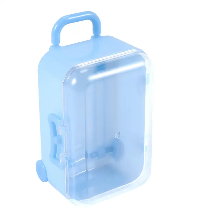 Mini maleta de viaje con rodillo azul, caja de dulces con personalidad, caja de dulces de boda creativa, caja de carro de equipaje, juguete de dulces, almacenamiento pequeño - 1