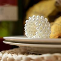 Juego de servilletas de boda de perlas blancas, hebilla, decoración de mesa, 12 piezas - details 1