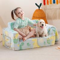 sofá de sherpa suave plegable, cama convertible para niños y niñas, dinosaurio brillante - details 1