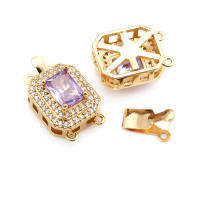 2 juegos de collares de rombos de latón y circonita de Color dorado de 18K, cierres de conexión, accesorios de suministros para fabricación de joyas de alta calidad - details 5