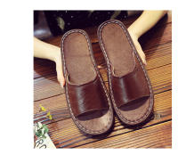 Casa antideslizante fondo suave salón de belleza piso de madera interior color sólido zapatillas de cuero para hombres y mujeres - details 9