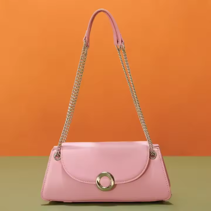 Bolso bandolera de moda para mujer primavera verano 2025 - Correa de hombro ajustable, cierre a presión, rosa vibrante y detalles metálicos, versátil para viajes de trabajo, salidas informales, bolso bandolera, bolso de trabajo, accesorio elegante, textur - 1