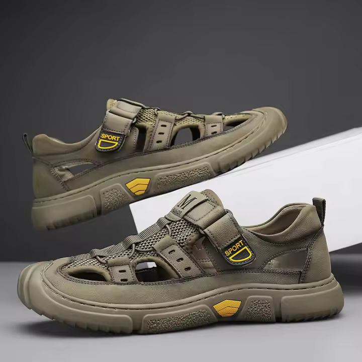 Sandalias de Verano para Hombre Zapatos de Playa Transpirables Comodidad en Zapatos Romanos de Cuero Ocio - 1