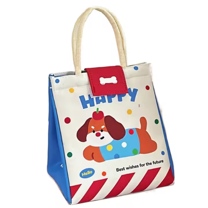 Bolsa bonita para lonchera con asa, bolsa de almacenamiento aislada con broches laterales impermeables, bolsa organizadora de alimentos portátil reutilizable de gran capacidad - 1