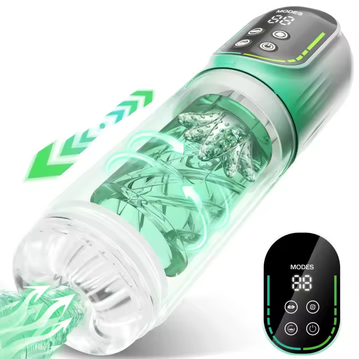 Embalaje privado SEX 2024, masturbador masculino con rotación de empuje automático, bomba de succión de bolsillo, mamada, juguetes sexuales con pantalla LED - 1