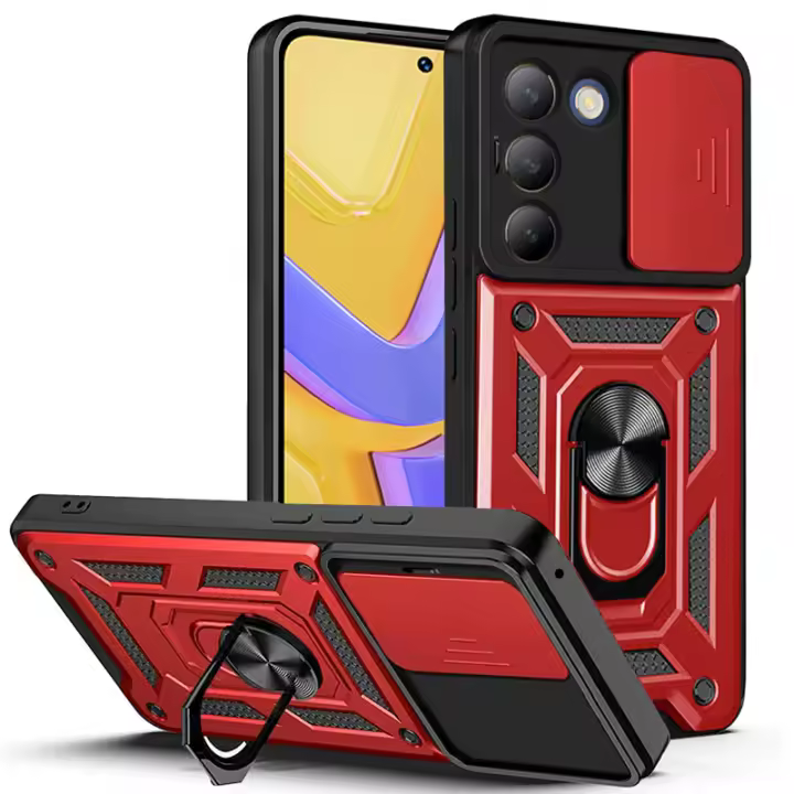 Funda a prueba de golpes para Vivo V40 SE 5G, soporte de teléfono, cubierta de protección de lente deslizante trasera - 1