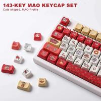 YUNZII New Year MAO Profile Keycap Set, 143 Full Keys Dye Sublimation Custom Red Keycaps for MX Switches nical Keyboards - details 1