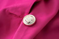 Vestido de traje informal para mujer, chaqueta de manga de tres cuartos, cuello en V, botones, Rosa S - details 15