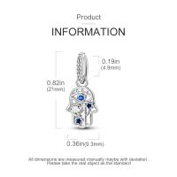 Encanto de Palma de Corazón Inmaculado de Plata Esterlina 925 Cuentas de Zirconio Adecuadas para Hacer Joyería - details 1