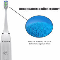 Konren cepillo de dientes eléctrico KR-W7 sónico, temporizador de 4 cabezales, 5 modos y 3 niveles de vibración, viene con bolsa de viaje, blanco - details 3