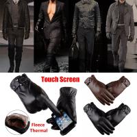 Guantes de conducción impermeables completos para invierno, guantes de cuero, pantalla táctil, forro polar térmico - details 0