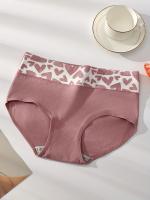 4 piezas de bragas con estampado de corazón, cómodas y transpirables, estampado rosa, lindas, ajuste ceñido, cintura media-alta para mujer. - details 2