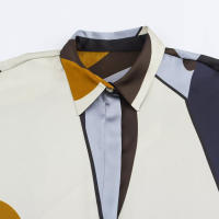 TRAFZA 2025 Camisa estampada de satén de seda a la moda de primavera para mujer, blusa con puños enrollados y botones ocultos, Tops elegantes informales para mujer - details 2