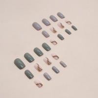 24 Piezas De Uñas Postizas Cortas Y Cuadradas Simples Y Moda Con 1 Pegamento De Uñas Y 1 Linterna W1059 Material De Resina - details 1