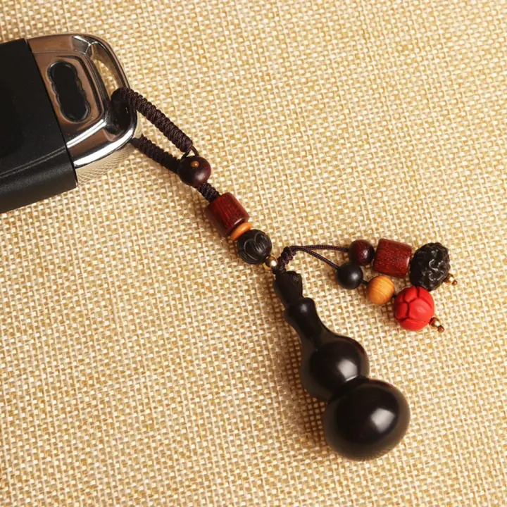 LLavero de calabaza de sándalo de estilo chino, colgante para teléfono móvil aceitoso pulido, llavero creativo Retro de palisandro para coche, parejas - 1