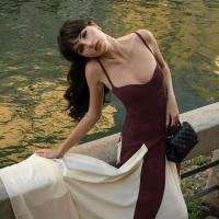 BUNO-Vestidos largos elegantes con espalda descubierta y cuello bajo para mujer, vestidos sexys sin mangas en negro y blanco, vestidos largos ajustados, novedad de 2025, batas de noche elegantes - details 13