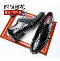 Caballero de cuero genuino tallado, zapatos de cuero para hombres, zapatos de vestir de negocios - details 3