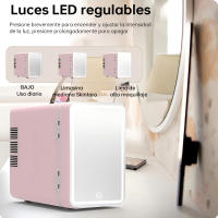 Mini refrigerador con espejo para habitación LED 10L Refrigerador pequeño 12V/240V Refrigerador cosmético portátil frío y caliente Enchufe para automóvil y refrigerador eléctrico Cuidado de la piel Mini refrigerador Maquillaje Refrigerador pequeño para ha - details 2