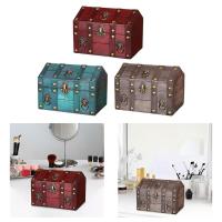 Caja de tesoro pirata de madera maciza, diseño vintage hecho a mano para mujeres, caja de recuerdos, caja de alineación decorativa de ca. - details 2