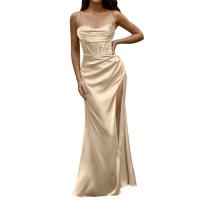 Vestido de corsé de satén con tirantes finos para mujer, vestido de noche, vestido de pescado, Vestido de realce - details 5