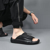 Nuevas sandalias de cuero transpirables de una palabra de arrastre para hombres versión coreana versátil para jóvenes zapatillas británicas de moda - details 26