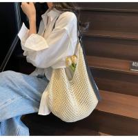 Bolso de hombro, bolso de punto ahuecado, bolso de hilo de algodón, bolso de mano de ganchillo, bolso de paja de playa bohemio de gran capacidad para estudiantes - details 19