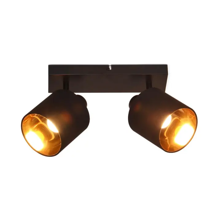 CBJKTX 2 Focos de techo E14 negros vintage 350 °   Giratorio con pantalla de tela para sala de estar, dormitorio, cocina, sin bombilla - 1
