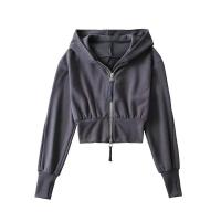 Sudadera con capucha holgada de manga larga de estilo corto, cintura alta, doble, deportiva, moda, camisa nueva - details 1