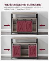 Aparador, Armario de Cocina, Armario de Almacenamiento, con 2 Puertas Correderas, 33 x 100 x 80 cm, Estantes Ajustables, para Salón, Marrón Rústico y Negro - details 13