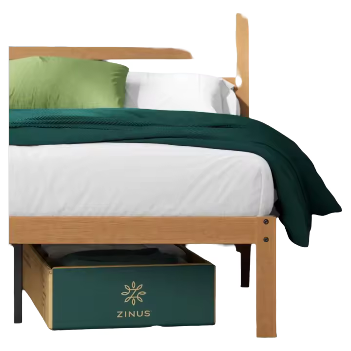 Leah Cama 150x200 cm Altura 35 cm con almacenamiento bajo la cama Marco de cama de plataforma de bambú y madera Marrón - 1