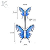 ZS-colgante de mariposa colorida para el ombligo, anillo con diamantes de imitación, gota larga, anillos para el vientre, Piercing de Barball para el ombligo, joyería, 1 unidad, 14G - details 10