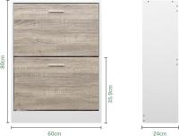 Mueble zapatero de 12 pares - Estantería de gran capacidad para vestíbulo o pasillo - (ancho) 60 x (profundidad) 24 x (alto) 80 cm - Madera clara blanca - details 77