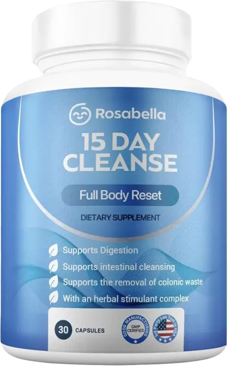 Rosabella 15 días de cuerpo completo Colon hombres mujeres pastillas de desintoxicación para limpieza intestinal para la salud digestiva y alivio de la hinchazón - Formulado por médicos, - 1
