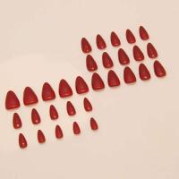24 piezas de pegamento artificial rojo, diseño simple de almendra, uñas postizas de ballet con pegamento - details 3