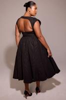 Vestido de noche elegante para mujer con escote en la espalda - Vestido largo sin mangas con pliegues para fiesta, graduación, vacaciones - details 26