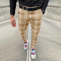 Pantalones casuales a rayas a cuadros grandes para hombres, leggings de moda - details 10
