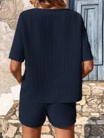 Conjunto de dos piezas de pantalones cortos para mujer, traje de manga corta - details 19